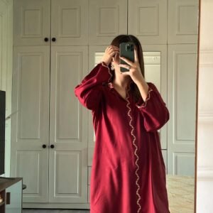 2 Piece Women's Stitched Arabic Linen Plain Shirt and Trouser