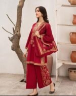 2 Piece Women’s Stitched Arabic Linen Print Purple 2