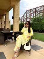2 Piece Women's Stitched Linen Chikankari Embroidered Yellow 2