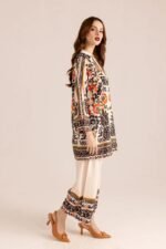 Elegant Printed Grip Silk Shirt and Trouser Set – 2 Pcs