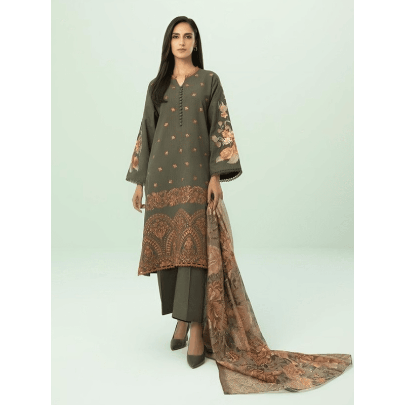 3 PcsUnstitched Dhanak Embroidered Suit zb-81